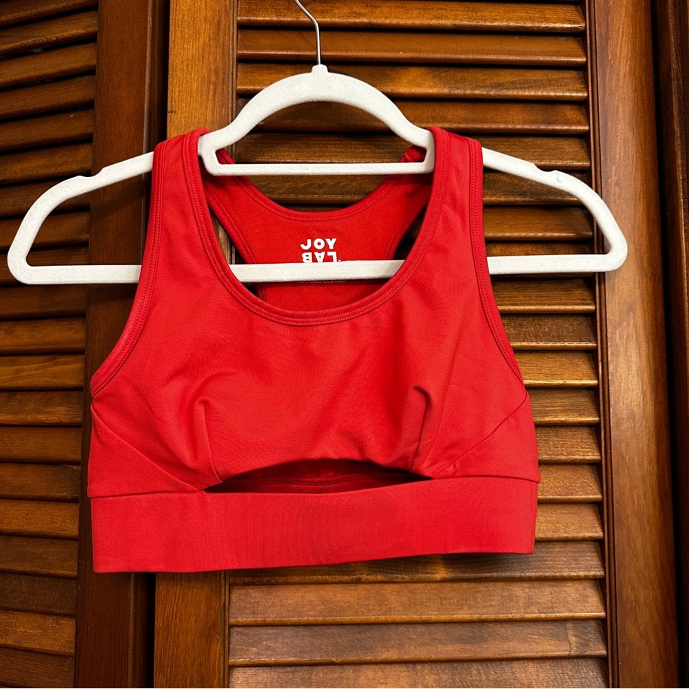 EUC JoyLab red cutout sports bra size S